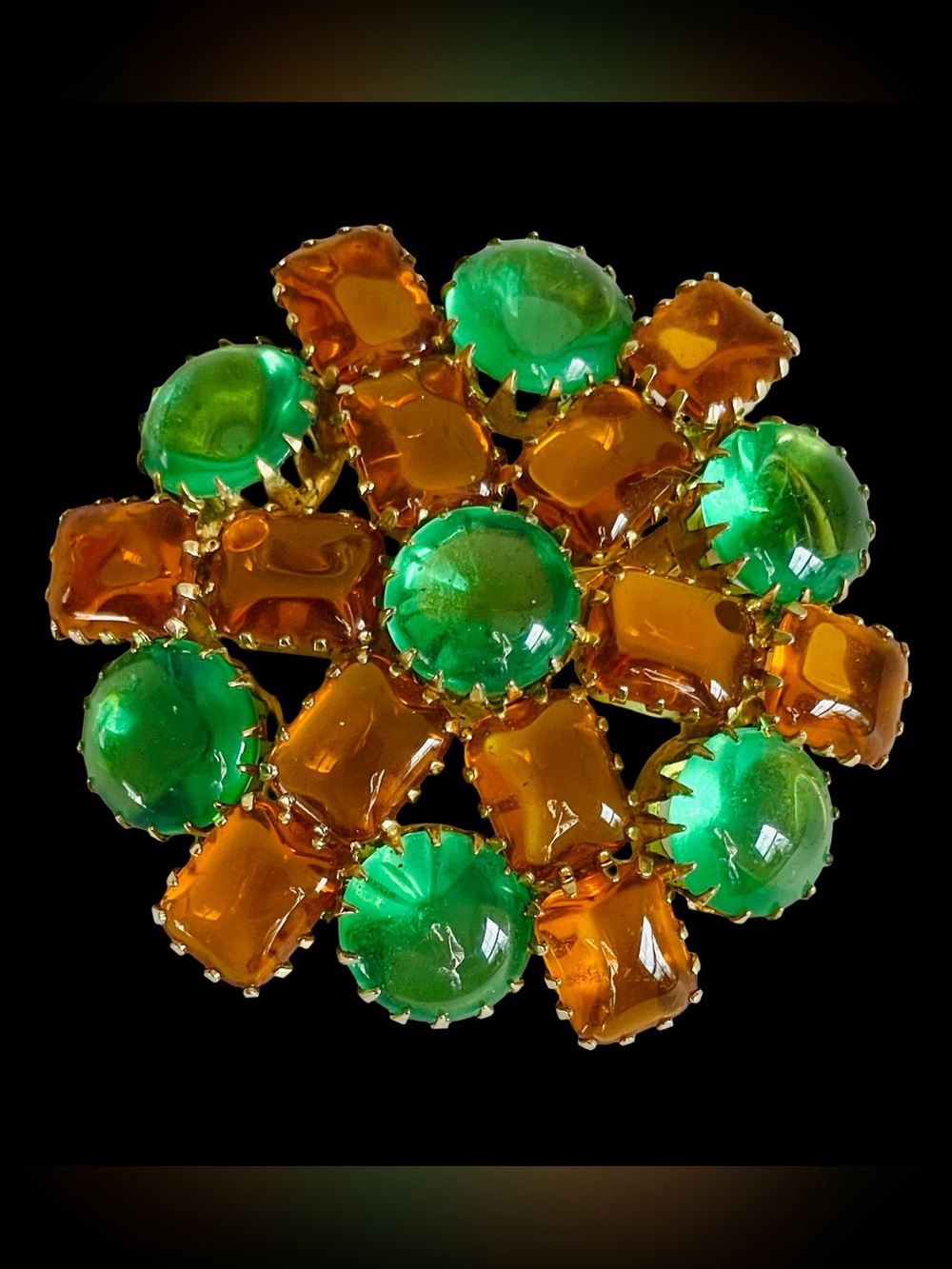 Mid-Century Glass Domed Brooch
